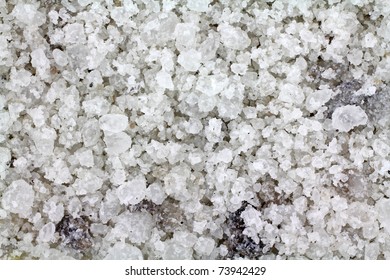 A Very Close View Of Rock Salt Used For Melting Ice On Roads.