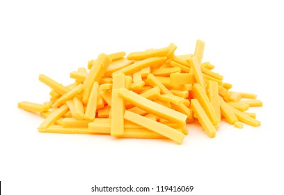 A Very Close View Of Shredded  Cheese.