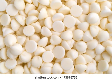 A Very Close View Of White Chocolate Baking Chips.