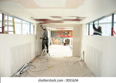 Very Dirty Construction Site During Drywall Installation