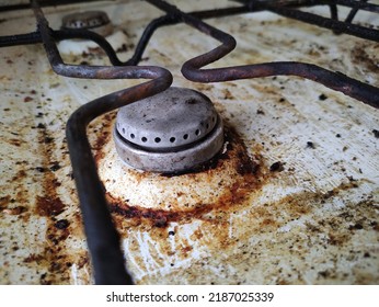 Very Dirty And Old Gas Burner, Close Up