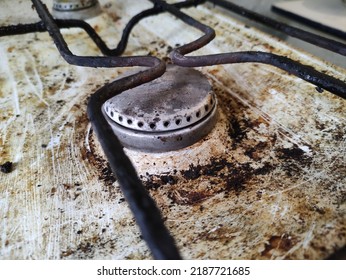 Very Dirty And Old Gas Burner, Close Up