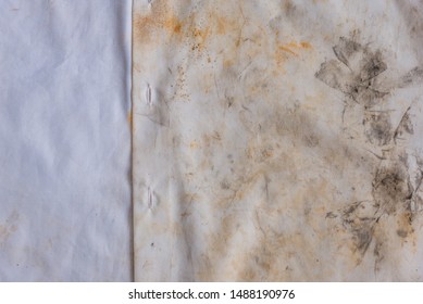 Very dirty and rusty old white shirt close up for background use
