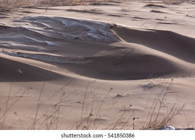 Very Dirty Snow As Result Of  Strong Wind. Wind Erosion Of Fertile Land. Aeolian Processes. Ukraine, Kiev Region.