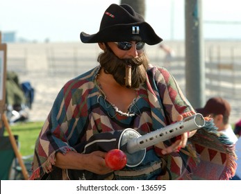 A Very Eclectic Venice Beach Street Musician In Full Costume / Disguise