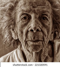 Very emotional Black and White Image of a Old woman