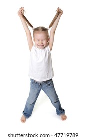 Very Excited Cute Little Girl Jumping Stock Photo (Edit Now) 47719792