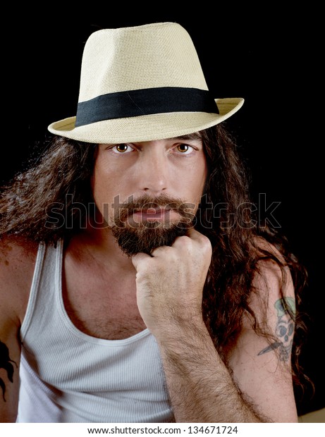 Very Handsome Sexy Man Long Wavy Stock Photo Edit Now 134671724