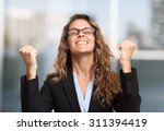 Very happy businesswoman portrait
