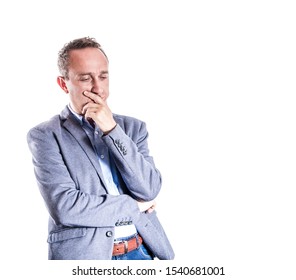 Very Hard Thinking Men On White Stock Photo 1540681001 