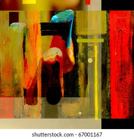 Very interesting abstract painting On Glass in verso - Powered by Shutterstock