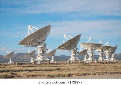 the Very Large Array and yellow bushes on the Plains of San Augustin in New Mexico
