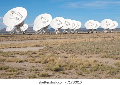 the Very Large Array and yellow bushes on the Plains of San Augustin in New Mexico