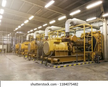 A very large electric diesel generator in factory for emergency,equipment plant modern technology industrial