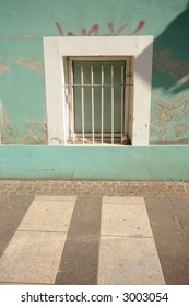 Very low window with bars