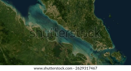 A very nice and colorful image of the Strait of Malacca, between Indonesia and Malaysia
