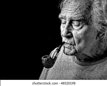 Very Nice Image Of An Old Man And His Pipe