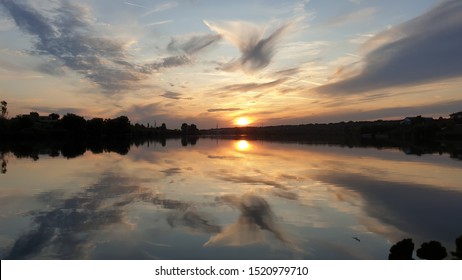 very nice reflection on sunset on the lake