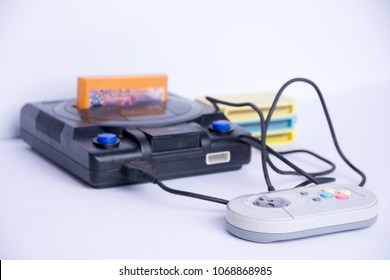 Very old console on a white background
