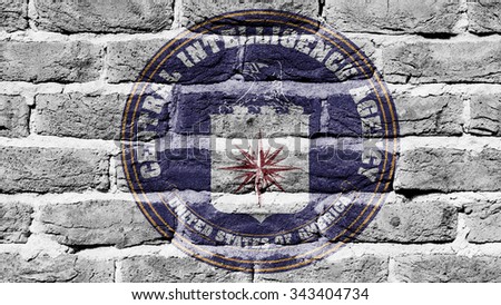 Very old dark red brick wall texture, flag of the CIA