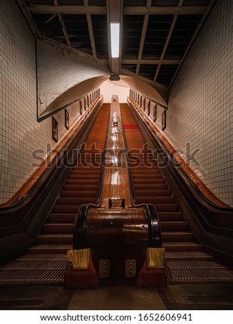Very old functioning wooden escalator