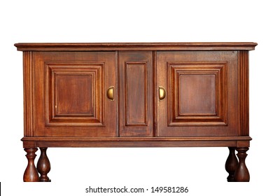 Very Old Rare Wooden Furniture Isolated Over White Background