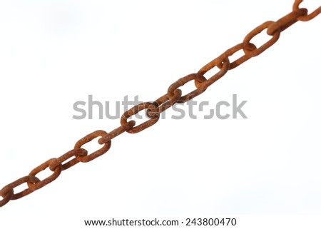 very old Rust chain on white background