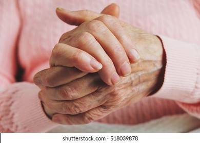 Very Old Senior Woman Hands Wrinkled Skin.