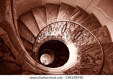 Very old spiral stairway case