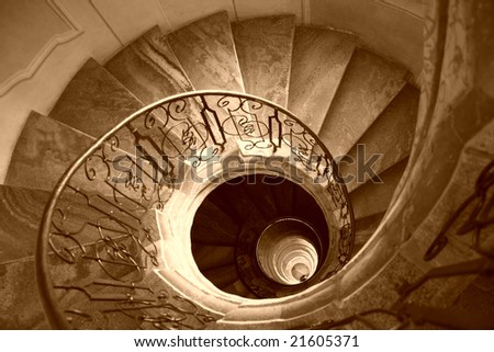 Very old spiral stairway case