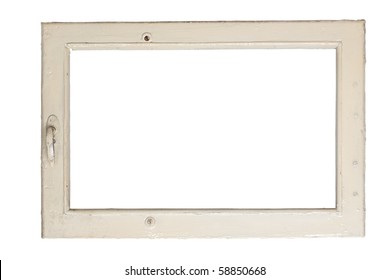 Very Old Window Frame Isolated On White Background With Clipping Path