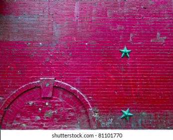 Very Old And Worn Red Brick Wall In New York City