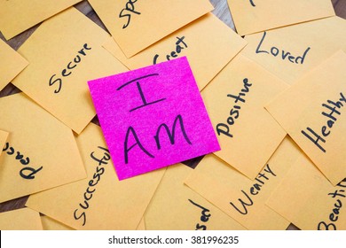 Very Powerful Self Help Concept Using Positive Messages And A I Am Floating Above All The Positive Thoughts