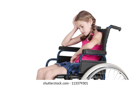 Very Sad Handicapped Girl In A Wheelchair