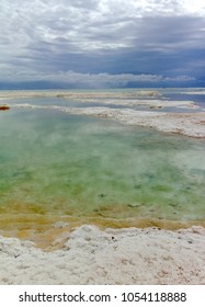 Very Salty Dead Sea In Israel, Full Of Minerals, Place For Medical Treatments, Climatotherapy, Thalassotherapy, Heliotherapy