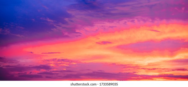 Very saturated sunset or sunrise skies in blue and purple colors