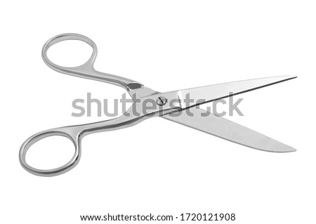 Very sharp retro professional tailor scissors, isolated on white background