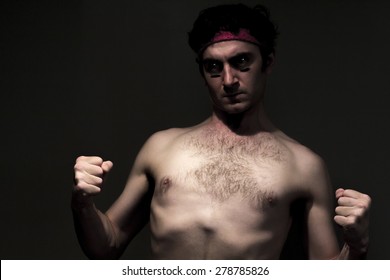 Very Skinny Headband Wearing Fighter Shows Skills