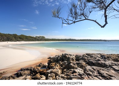 At the very southern end of Green Patch beach a little stream flows out of the bush into the ocean.  The white sandy beach is popular for swimming, fishing and snorkeling.  Australia
