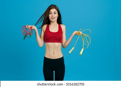 A very thin woman, doing sports