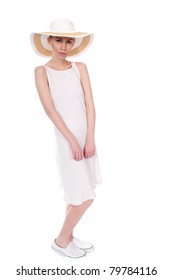 Very Thin Woman Is Summer Dress.