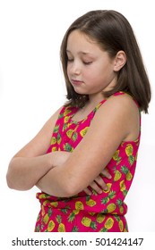 A Very Unhappy Tween Girl With Folded Arms