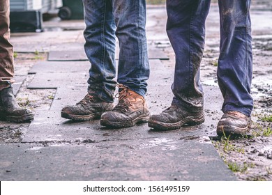 Very Wet And Muddy Work Boots