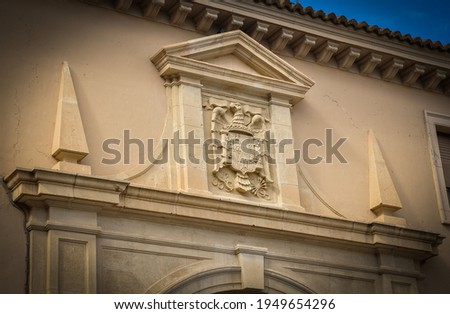 Vestige of the Franco dictatorship in the Main Square of Guadix, Granada, Andalusia, Spain