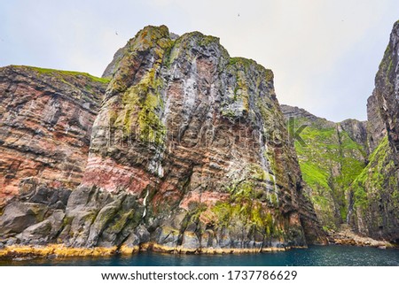 Vestmanna stunning bird cliffs and atlantic ocean, the elephant. Faroe islands. 