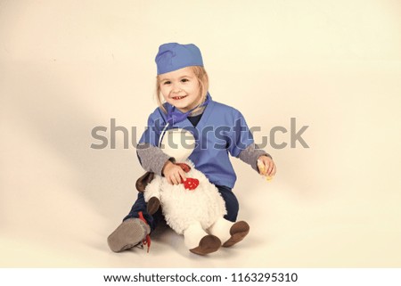 Similar – Image, Stock Photo vet in blue uniform and latex gloves