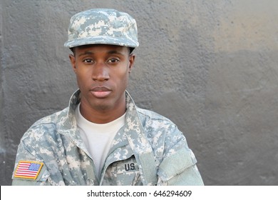 Veteran African American Soldier Isolated 