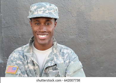 Veteran African American Soldier Smiling