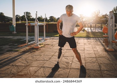 Veteran amputee athlete with an artificial leg embraces a healthy lifestyle - Powered by Shutterstock