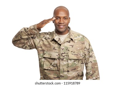 Veteran Soldier | Happy serviceman salutes - Powered by Shutterstock